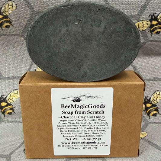 Charcoal Clay and Honey Soap - Full Size Bar